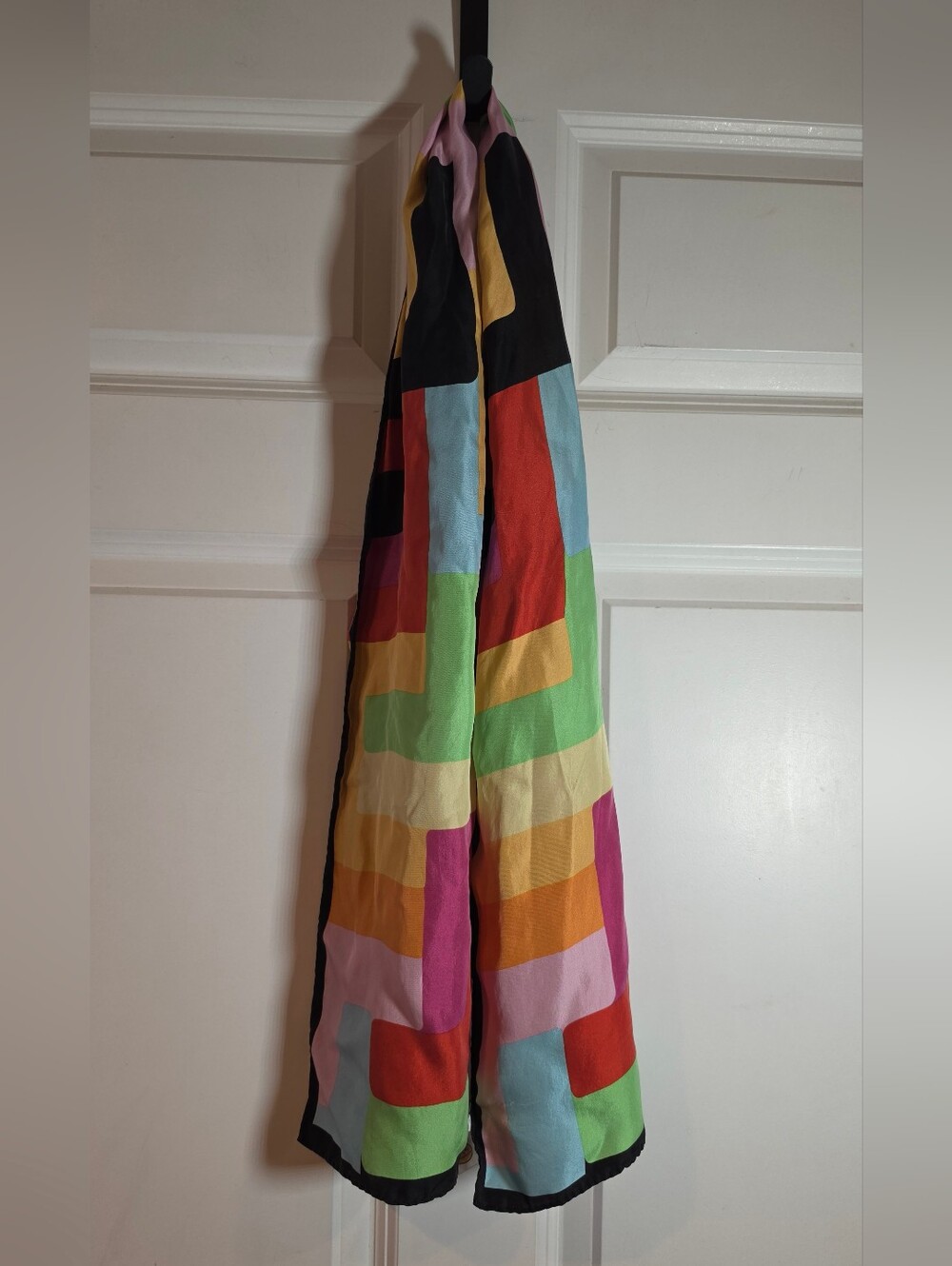Talbots Colorblock Geometric Silk Scarf - Multicolor